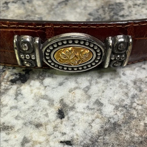 Brown Leather Belt with Silver and Gold Accents - Picture 9 of 9